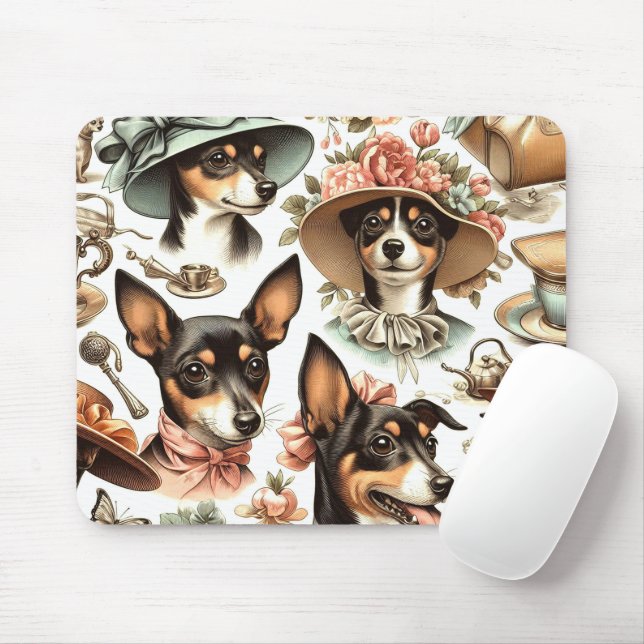 Vintag Rat Terrier Seamless Mousepad (Mit Mouse)