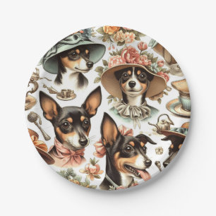 Vintag Rat Terrier Seamless Pappteller