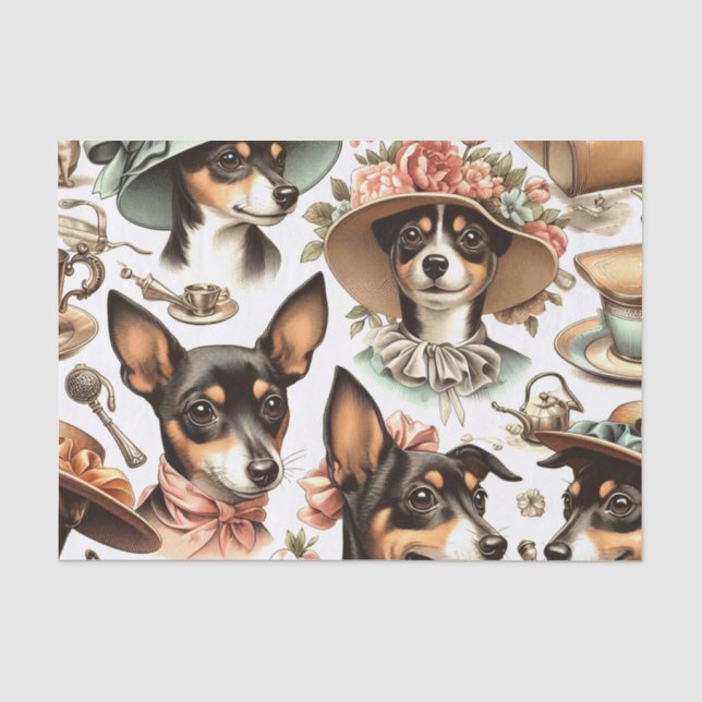 Vintag Rat Terrier Seamless Seidenpapier (Vorderseite)