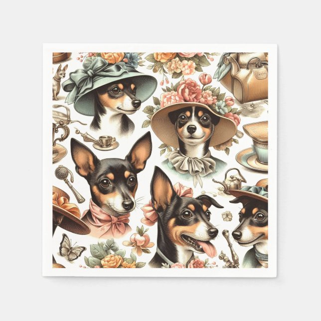 Vintag Rat Terrier Seamless Serviette (Vorderseite)