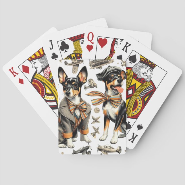 Vintag Rat Terrier Seamless Spielkarten (Rückseite)