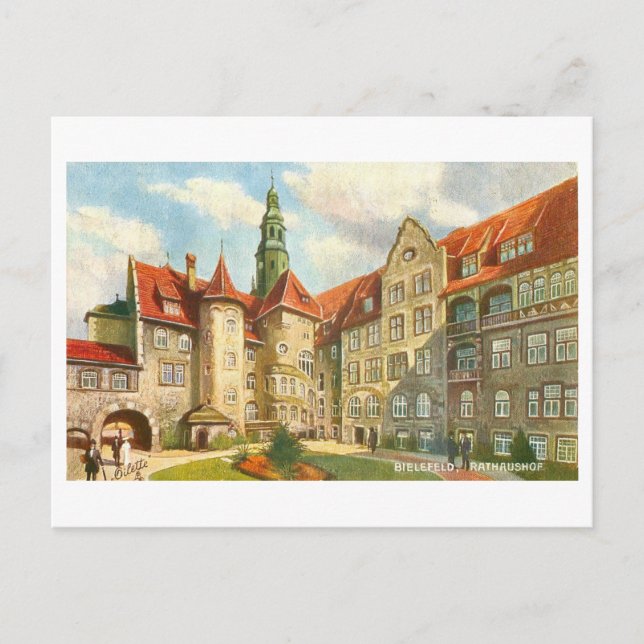 Vintag Rathaus Bielfeld Deutschland Postkarte (Vorderseite)