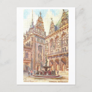 Vintag Rathaus Hamburg Deutschland Postkarte