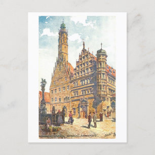 Vintag Rathaus Rothenburg, Deutschland Postkarte