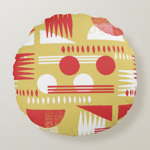 Vintag rauchloser abstrakter geometrischer Stil  Rundes Kissen