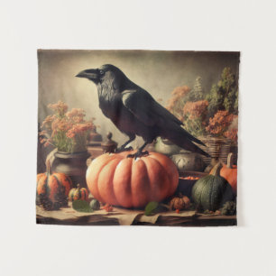 Vintag Raven Foto Gothic Halloween Wandteppich