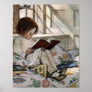 Vintag Reading Girl Poster