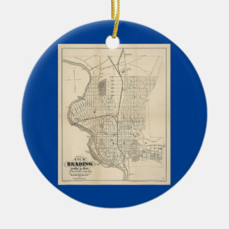 Vintag Reading PA Map 1877 Keramik Ornament