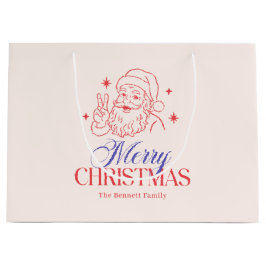 Vintag Red and Blue Christmas Santa Große Geschenktüte