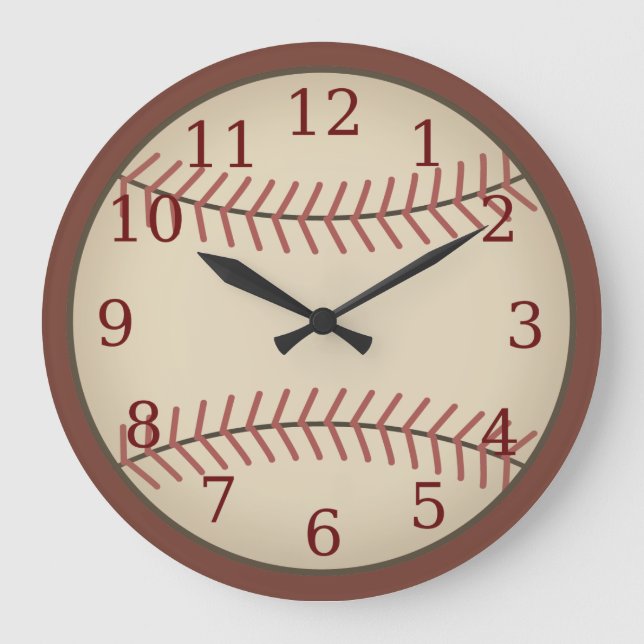 Vintag Red Baseball Clock Große Wanduhr (Vorderseite)