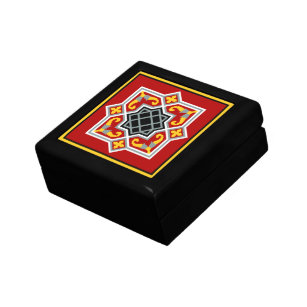 Vintag Red Black Barcelona Tile Geometrie Art Erinnerungskiste