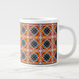 Vintag Red Black Barcelona Tile Geometrie Art Jumbo-Tasse