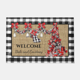 Vintag Red & Black Christmas Buffalo Karo Burlap Fußmatte