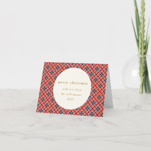Vintag Red Blue Geometric Custom Blank Christmas Feiertagskarte