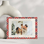 Vintag Red Blue Geometric Zwei Foto Weihnachten<br><div class="desc">Vintag Red Blue Geometrie Zwei Foto Weihnachtskarte</div>