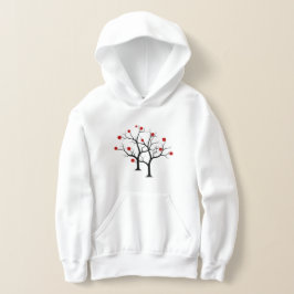 Vintag Red Cherry Blossom Blume Black Hoodie