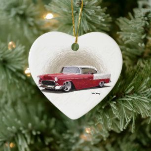 Vintag Red Chevy Coupe Keramik Ornament
