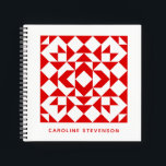 Vintag Red Christmas Geometric Quilt Personalisier Notizbuch<br><div class="desc">Entwerfen Sie neue Quilt-Designs oder notieren Sie sich über bestehende Muster in diesem stilvollen Notebook,  das ein klassisches Rot-Weiß-Cover-Design bietet. Wählen Sie aus gereiftem,  grafischem oder skizziertem Papier und personalisieren Sie es mit Ihrem Namen. Ein tolles Geschenk für Quilter und Quilt-Liebhaber.</div>