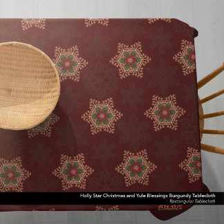 Vintag Red Christmas Holly Celtic Star Pattern Tischdecke