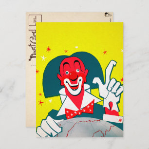 Vintag Red Clown Postkarte