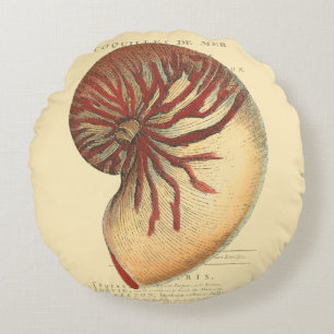 Vintag Red Conch Muschel Rundes Kissen