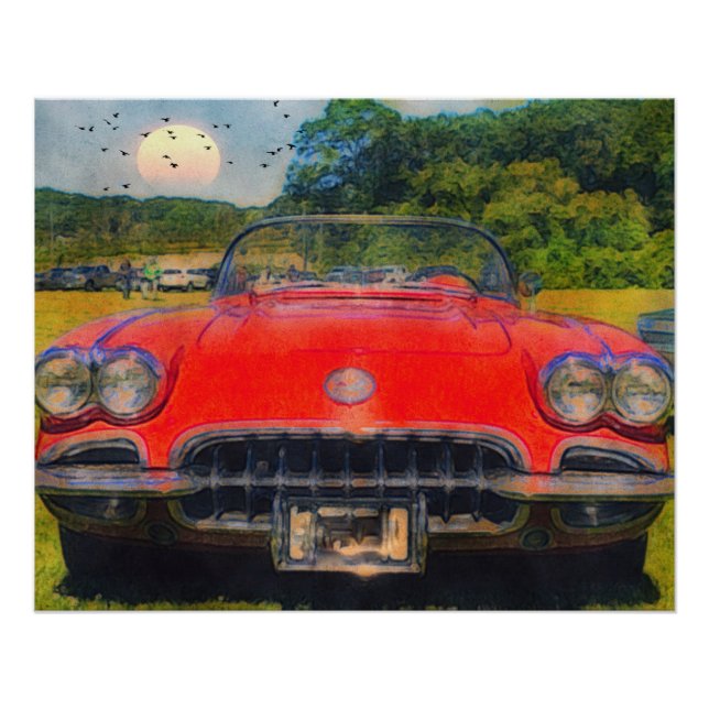 Vintag Red Corvette Poster (Vorderseite)