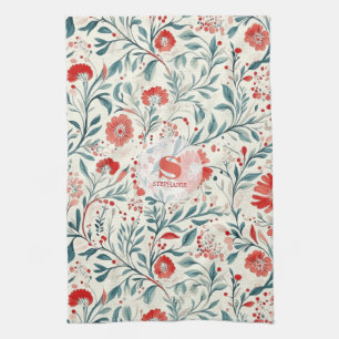 Vintag Red Daisy Floral Pattern - Botanisch Geschirrtuch