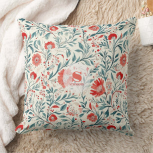 Vintag Red Daisy Floral Pattern - Botanisch Kissen