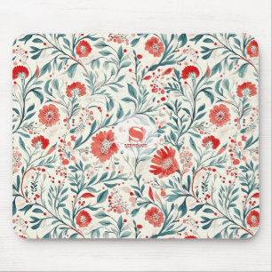 Vintag Red Daisy Floral Pattern - Botanisch Mousepad