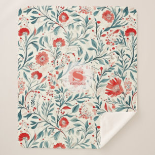 Vintag Red Daisy Floral Pattern - Botanisch Sherpadecke