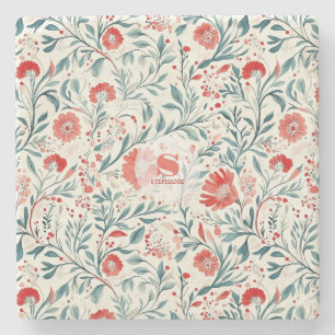 Vintag Red Daisy Floral Pattern - Botanisch Steinuntersetzer