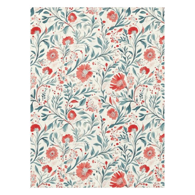 Vintag Red Daisy Floral Pattern - Botanisch Tischdecke (Vorderseite)