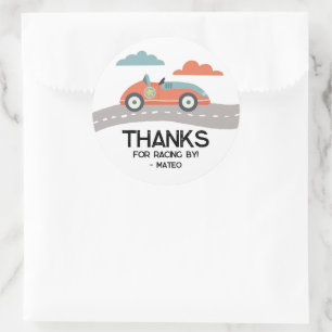 Vintag Red Fast One Car Geburtstagsparty Gefallen Runder Aufkleber