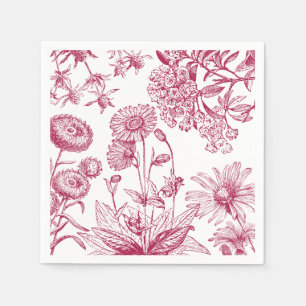 Vintag Red Floral Erntedank Fall Napkin Serviette