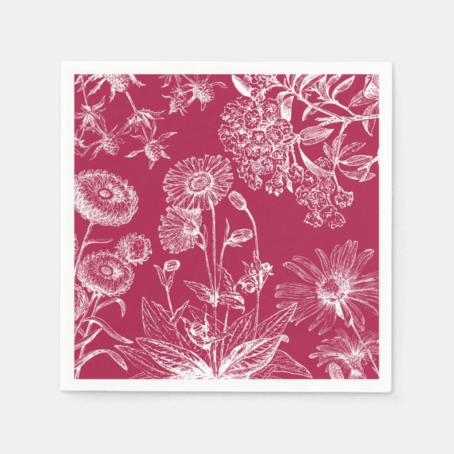 Vintag Red Floral Napkin Serviette (Vorderseite)