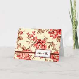 Vintag Red Floral Print Dankeskarte
