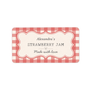 Vintag Red Gingham Jar Label Adressaufkleber