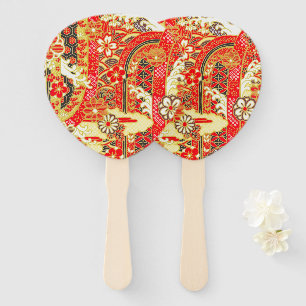 Vintag Red Gold Japanische Kimono Blume Fächer