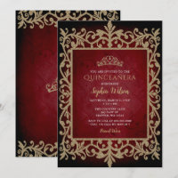 Vintag Red Gold Princess Tiara Quinceañera
