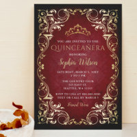 Vintag Red Gold Princess Tiara Quinceañera