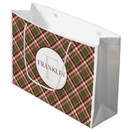 Vintag Red Green Classic Kariert Monogram Große Geschenktüte