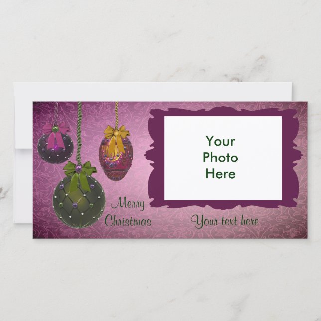 Vintag Red Green Foto Weihnachtskarten Feiertagskarte (Vorderseite)