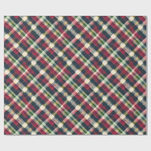 Vintag Red Green Navy Kariert Tartan Holiday Geschenkpapier