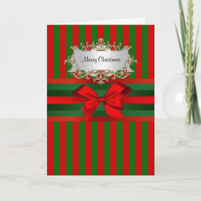 Vintag Red & Green Strip Ribbon Weihnachten (Vorderseite)