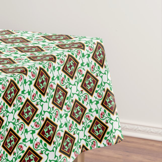 Vintag Red Green White Barcelona Flora Tischdecke (Beispiel)