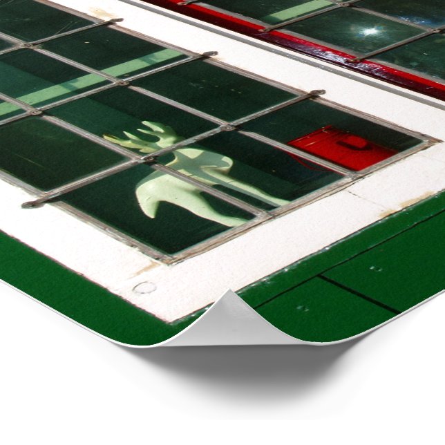 Vintag Red Green White Dutch Traditional Window Poster (Ecke)