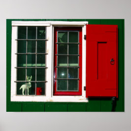 Vintag Red Green White Window Folklore Poster