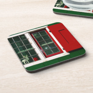 Vintag Red Green White Window Folklore Untersetzer