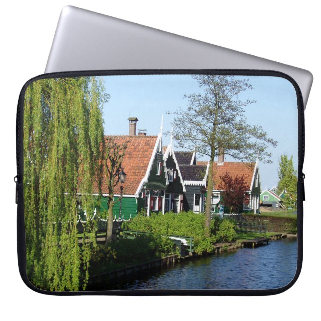Vintag Red Green Zaanse Schans Niederländisches Ho Laptopschutzhülle (Vorderseite)