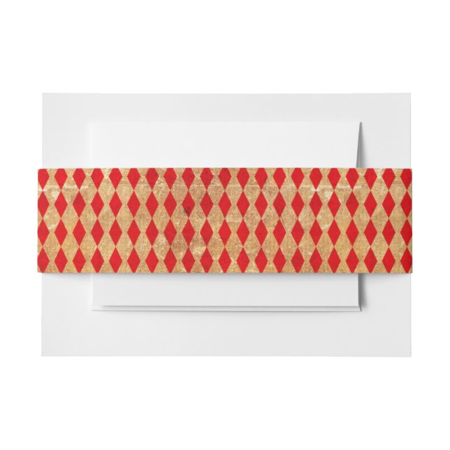 Vintag Red Harlequin Pattern Einladungsbanderole (Vorderseite Beispiel)
